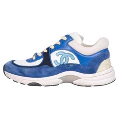CHANEL Suede Textile CC Logo Sneakers Black White EU 38.5