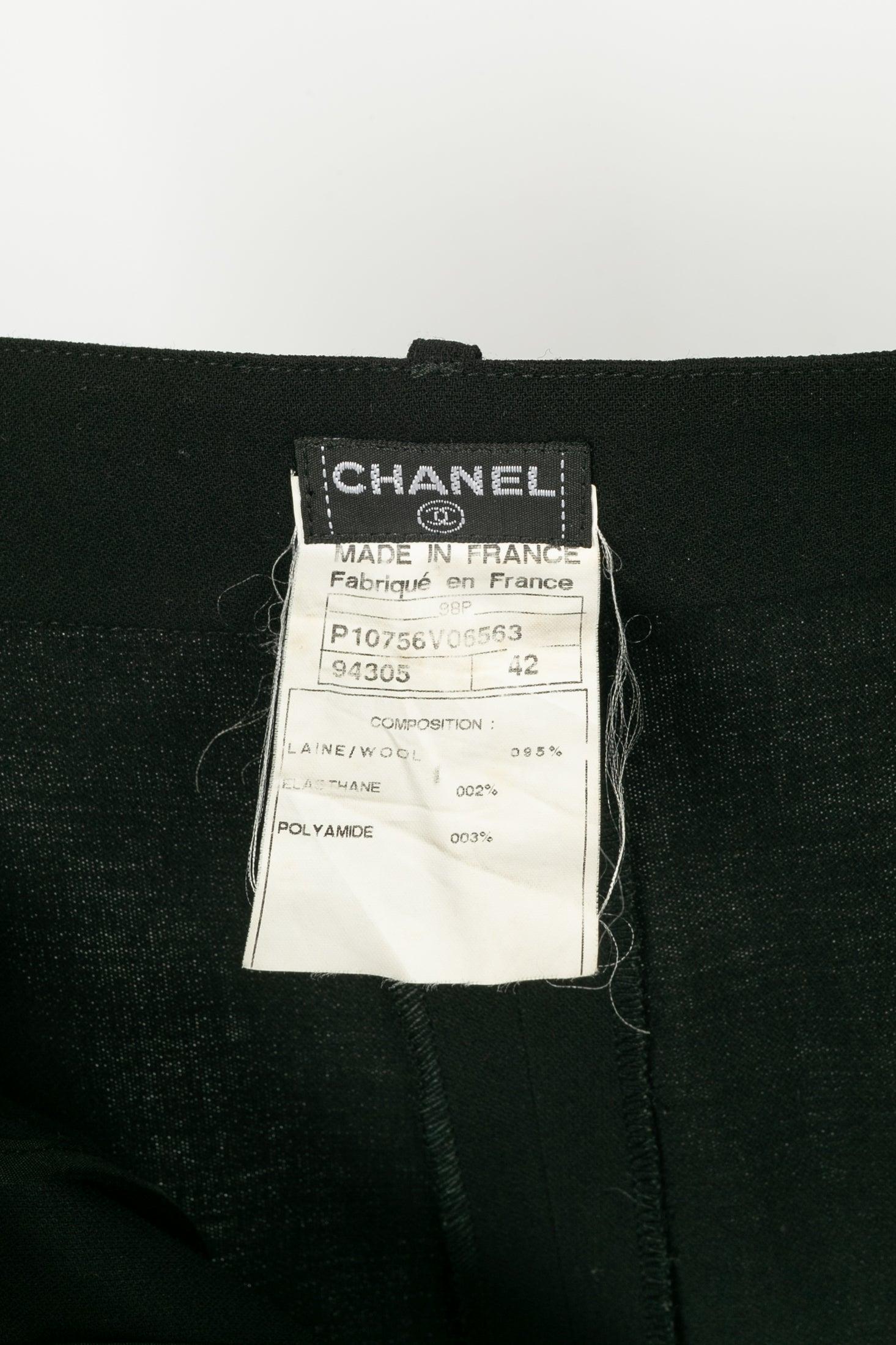 Chanel Suit Set of Jacket and Pants in Black Wool, 1997 For Sale 7