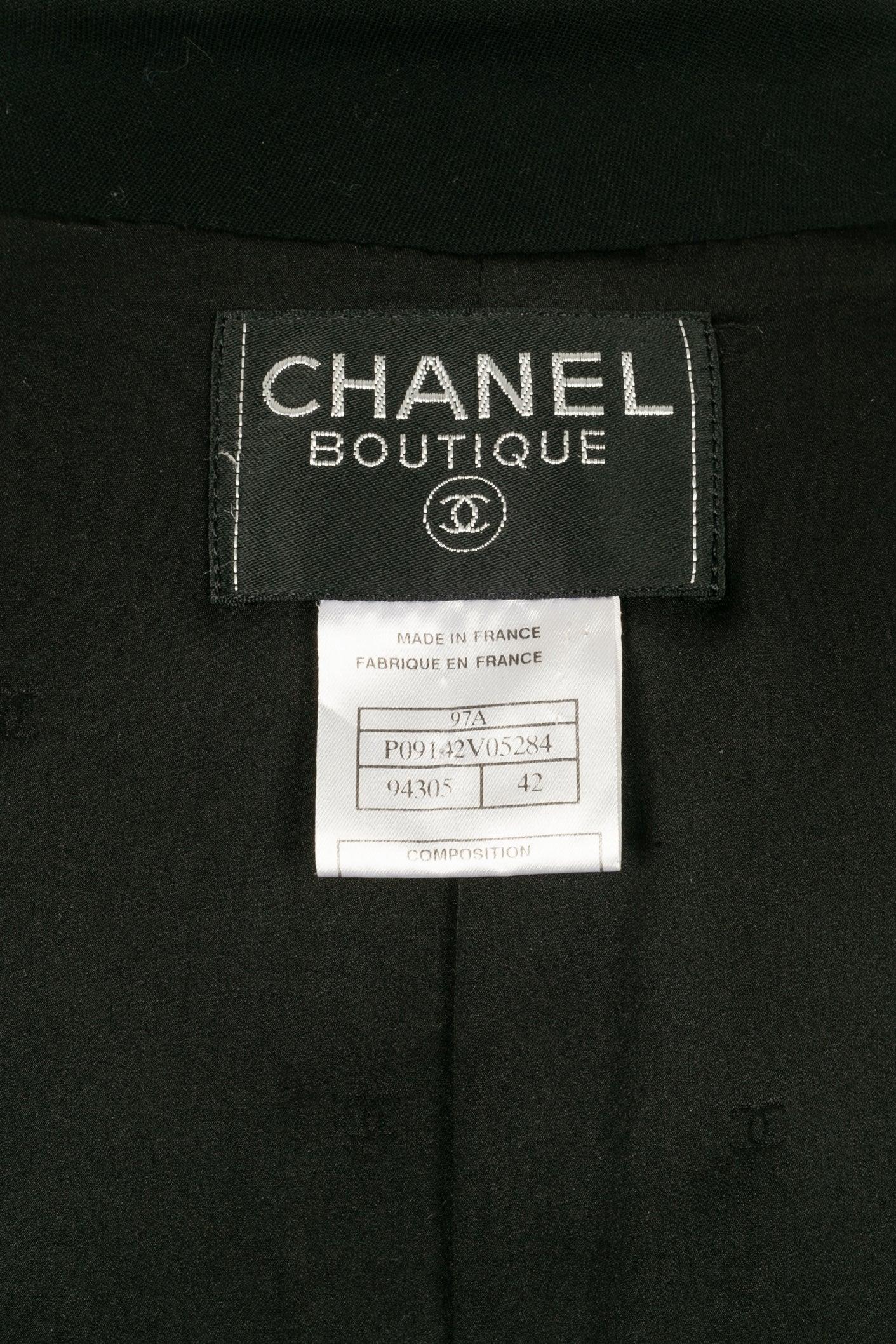 Chanel Suit Set of Jacket and Pants in Black Wool, 1997 For Sale 8
