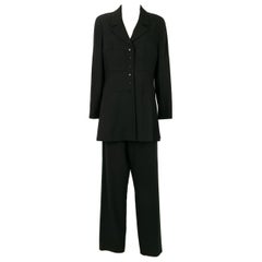 Chanel Suit Set of Jacket and Pants in Black Wool, 1997