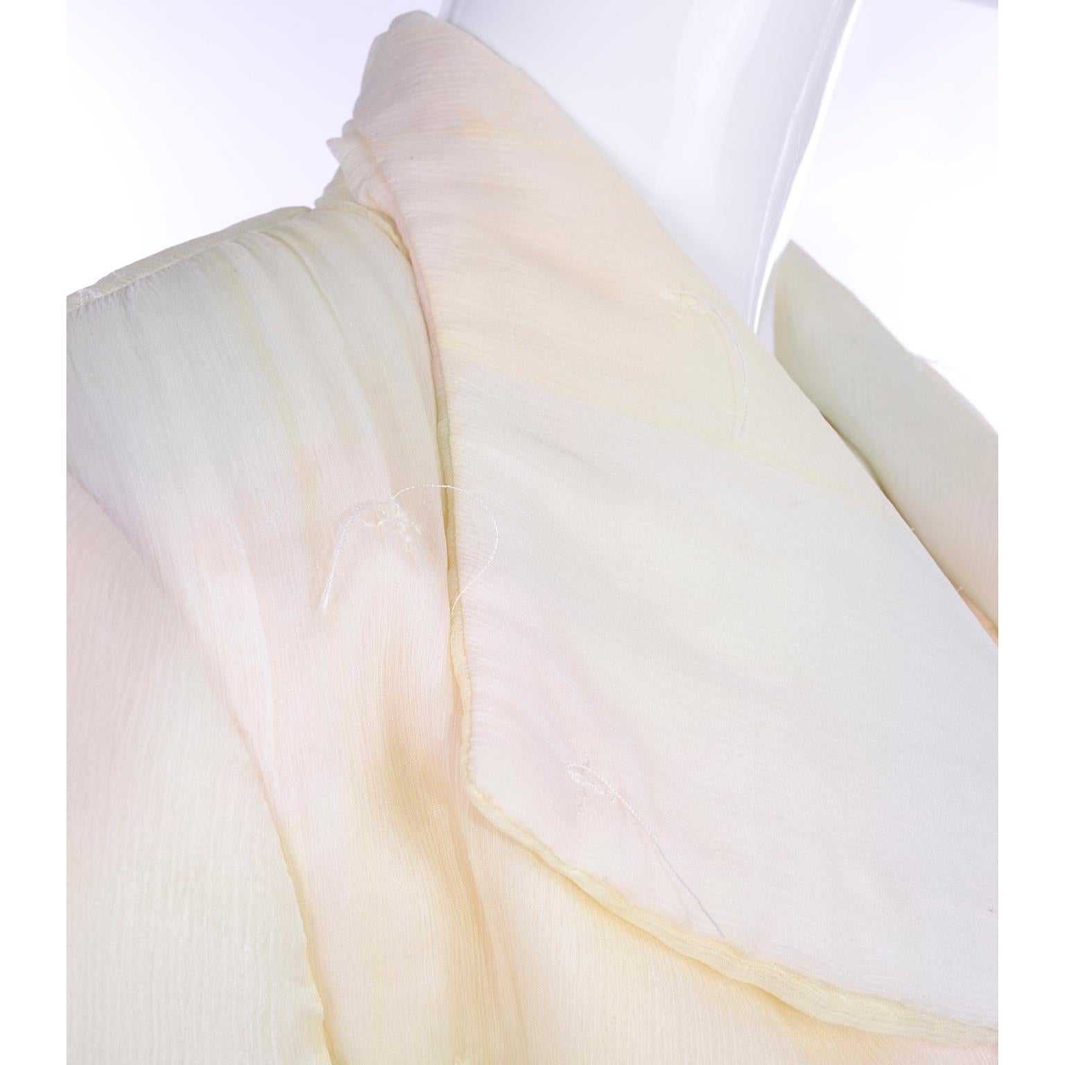 Chanel Suit With Skirt & Open Jacket in Ivory Pink & Yellow Pastel Ombre Silk 5