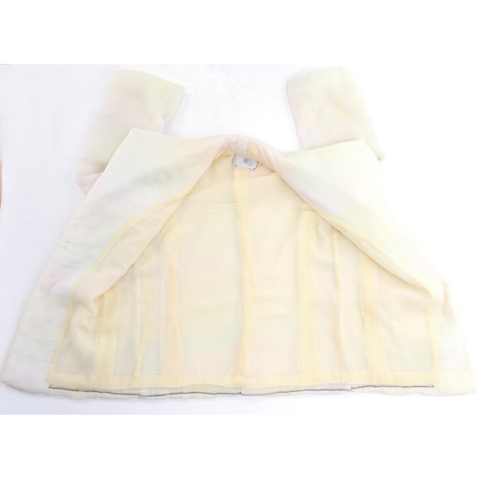 Chanel Suit With Skirt & Open Jacket in Ivory Pink & Yellow Pastel Ombre Silk 8