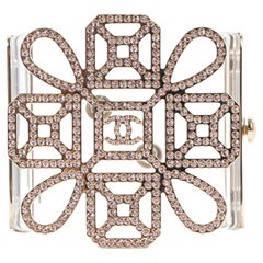 Chanel Summer 2017 Crystal Transparent Wide Bangle Bracelet