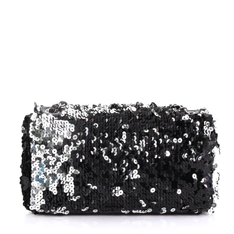 Chanel Summer Night Flap Bag Sequins with Leather Medium In Excellent Condition In NY, NY
