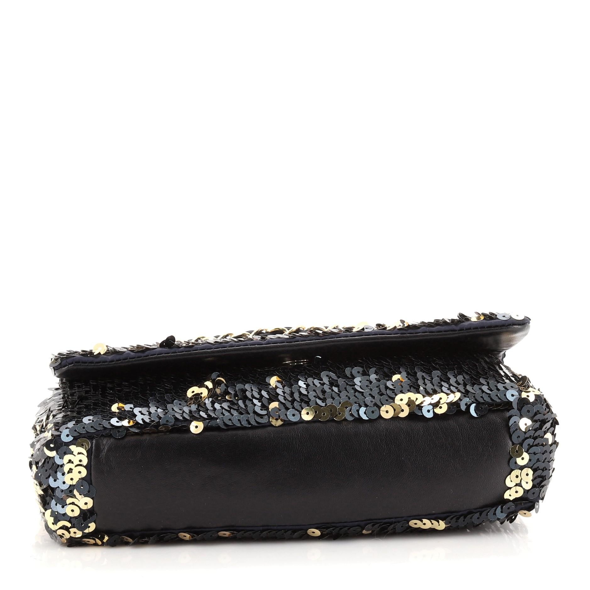 Women's Chanel Summer Night Flap Bag Sequins with Leather Medium