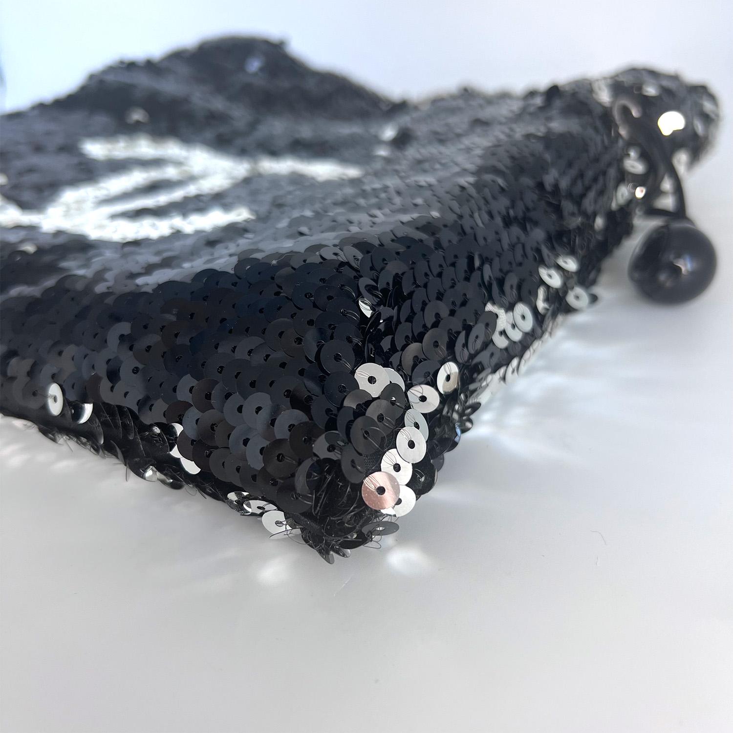 Black Chanel Summer Nights Sequin Drawstring Tote Small SHW For Sale