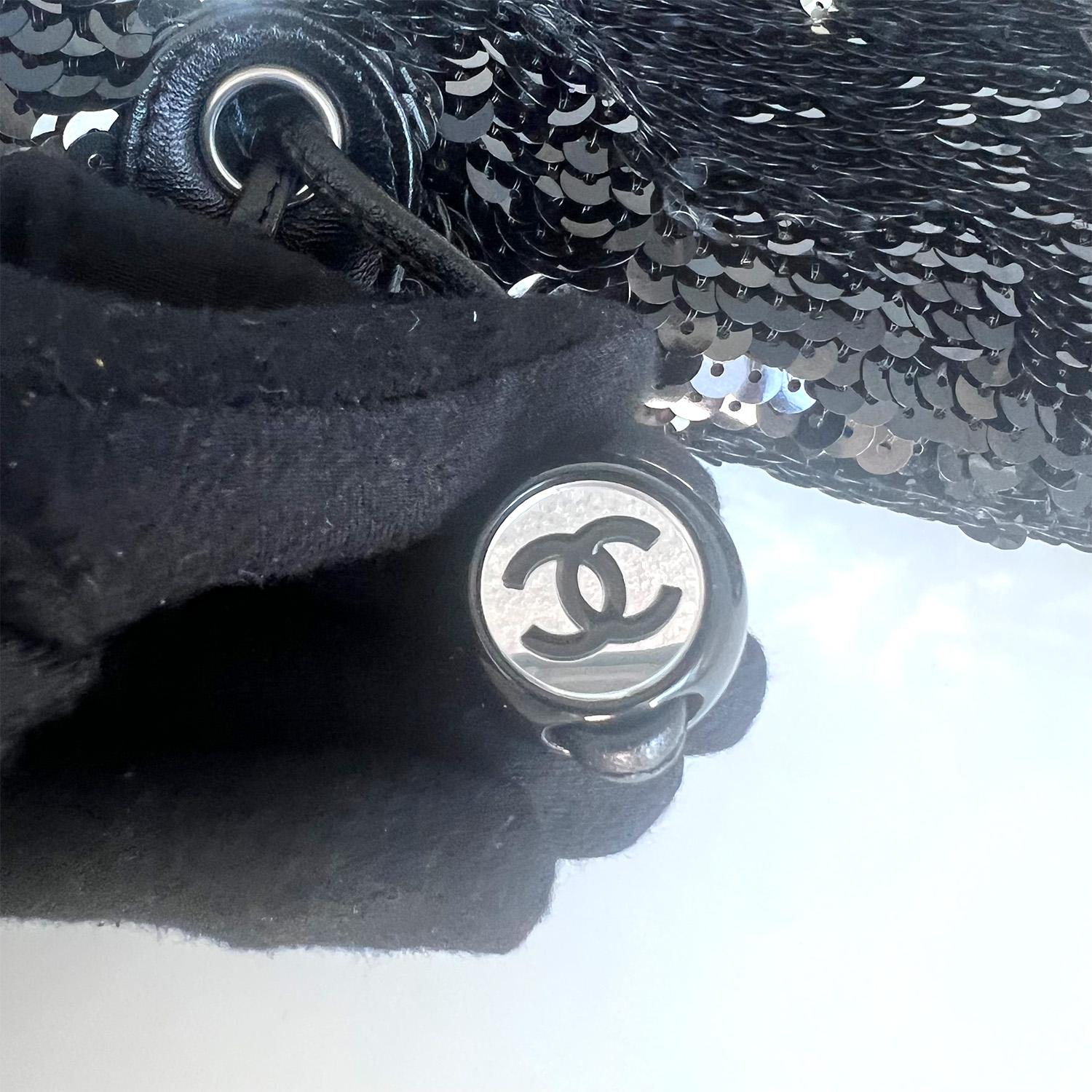 Chanel Summer Nights Sequin Drawstring Tote Small SHW For Sale 3