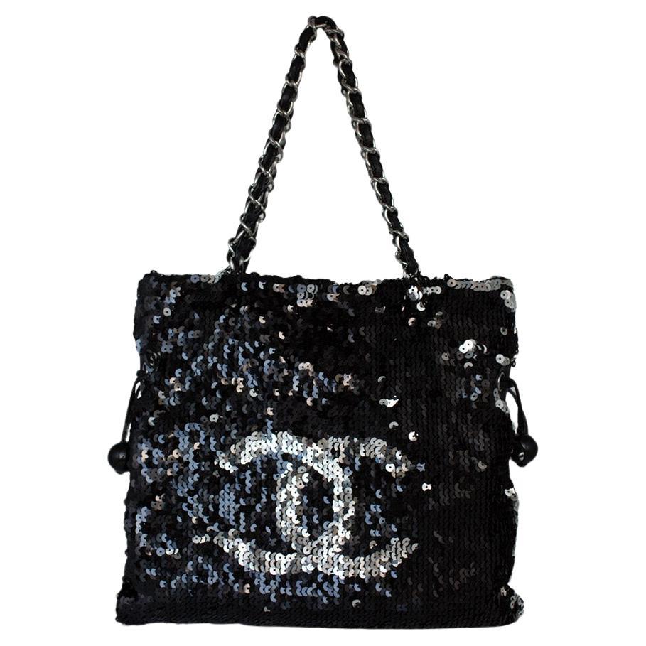 Chanel Summer Nights Sequin Drawstring Tote Small SHW For Sale