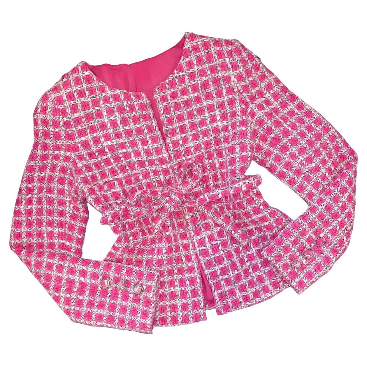 CHANEL Summer Pink White Lesage Tweed Jacket Blazer 2019