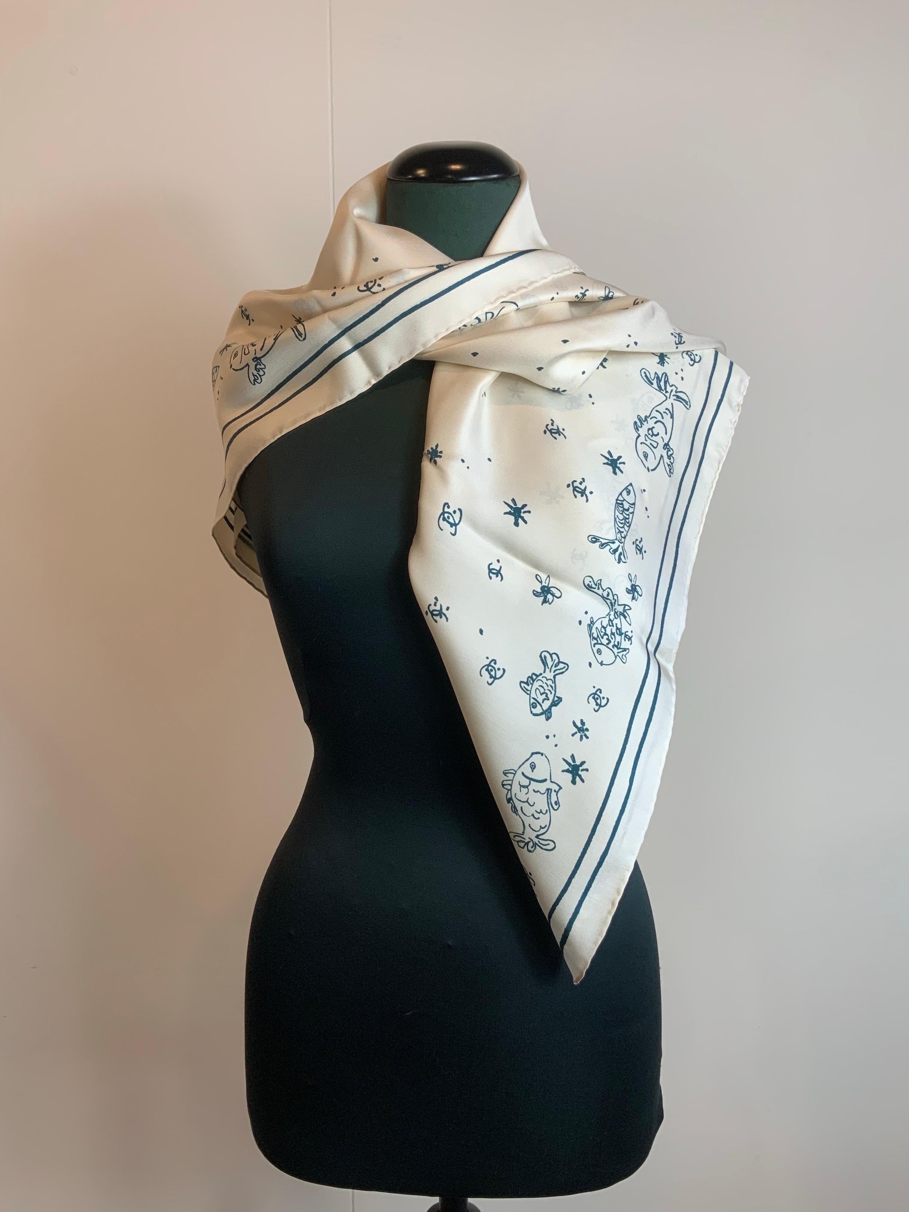 Gray Chanel Summer Sea Foulard