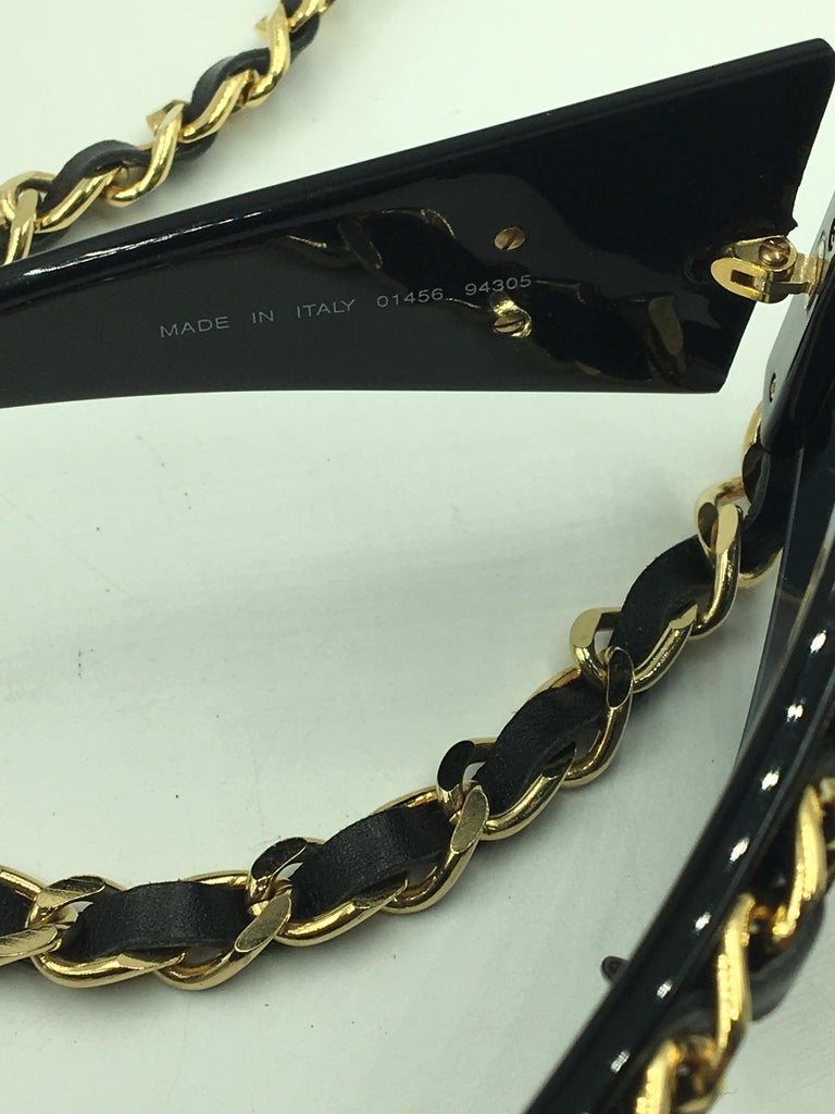 Chanel Sunglasses Black Gold Chain For Sale at 1stDibs chanel sunglasses gold chain, chanel