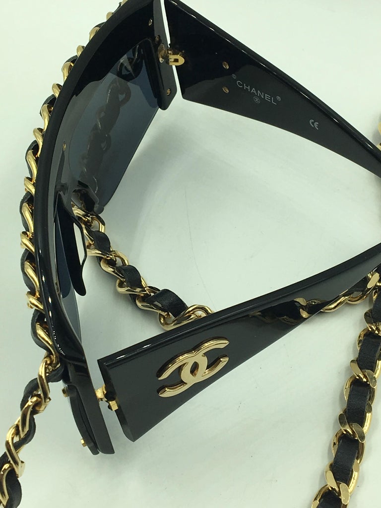 Chanel Sunglasses Black Gold Chain For Sale at 1stDibs chanel