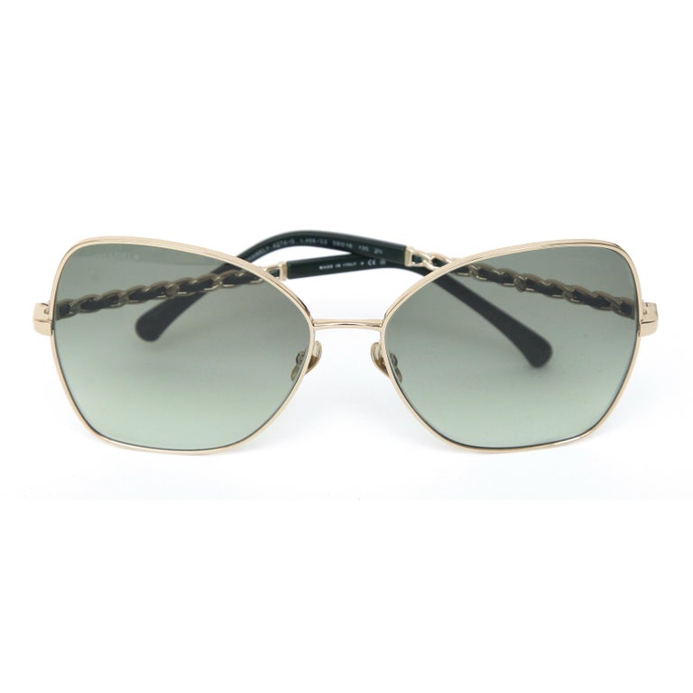 Chain NEW Design Chanel Sunglasses in deep dark green color for