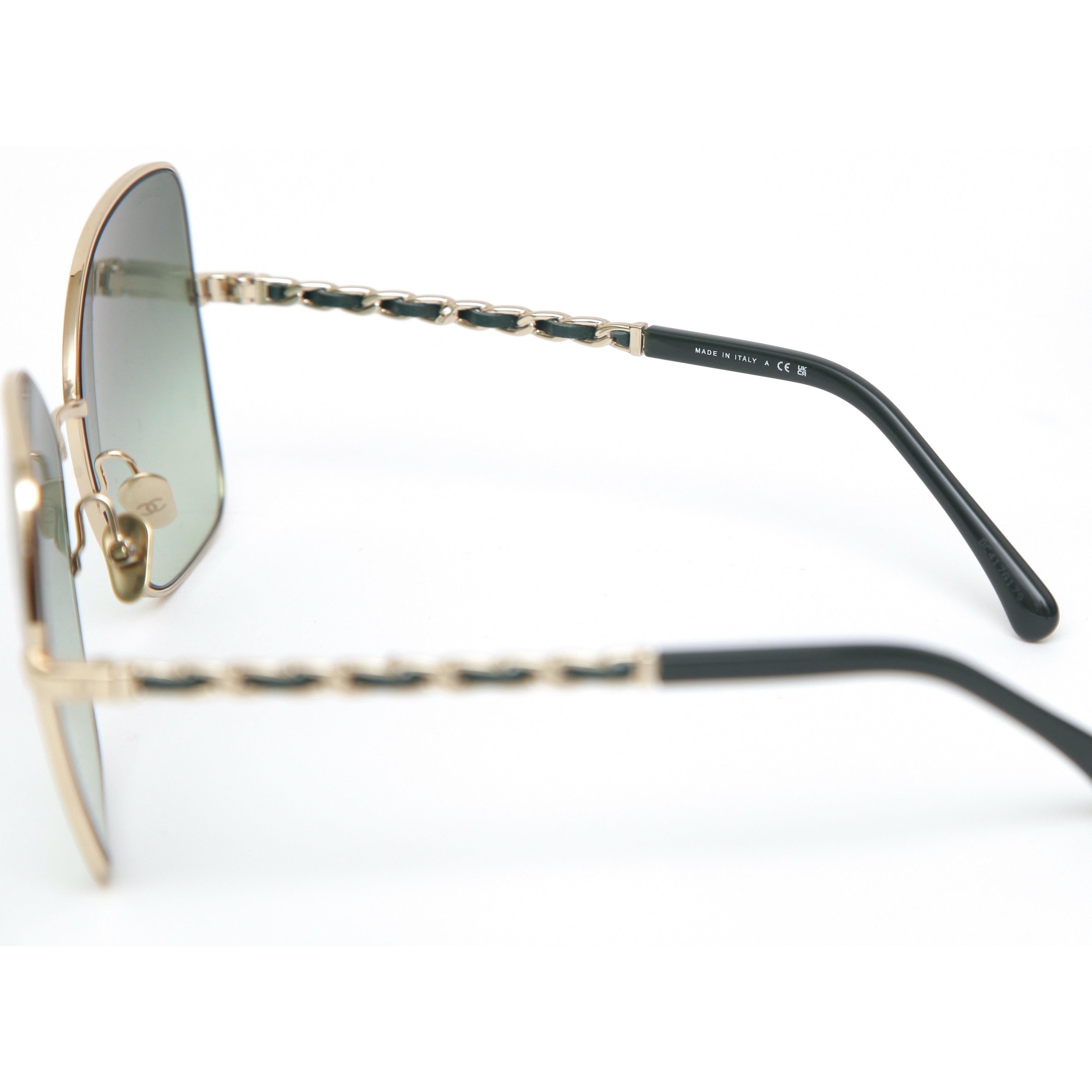 Gray CHANEL Sunglasses Butterfly Eyeglasses 4274-Q Dark Green Gold Frames NIB 2022