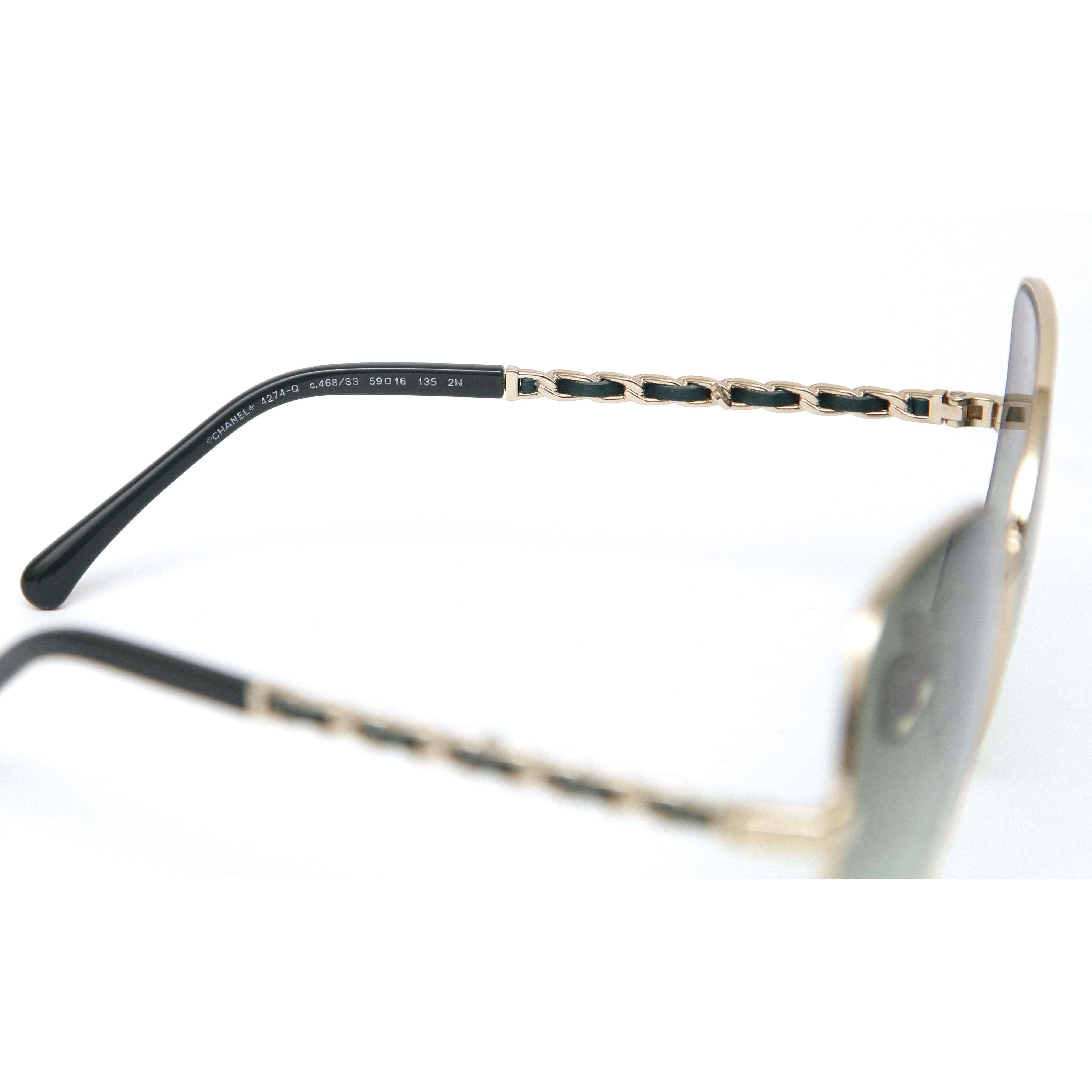 CHANEL Sunglasses Butterfly Eyeglasses 4274-Q Dark Green Gold Frames NIB 2022 In New Condition In Hollywood, FL