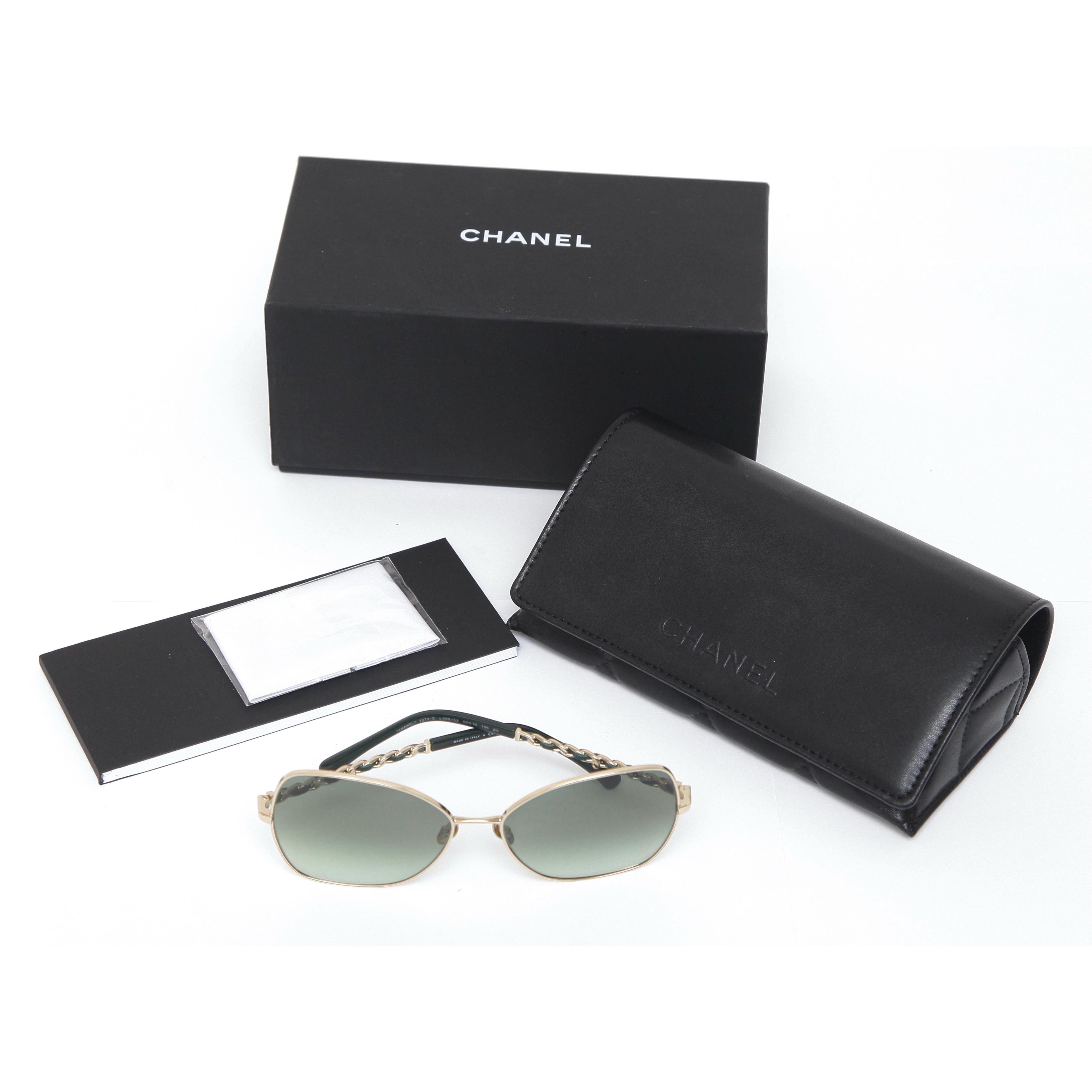 CHANEL Sunglasses Butterfly Eyeglasses 4274-Q Dark Green Gold Frames NIB 2022 1