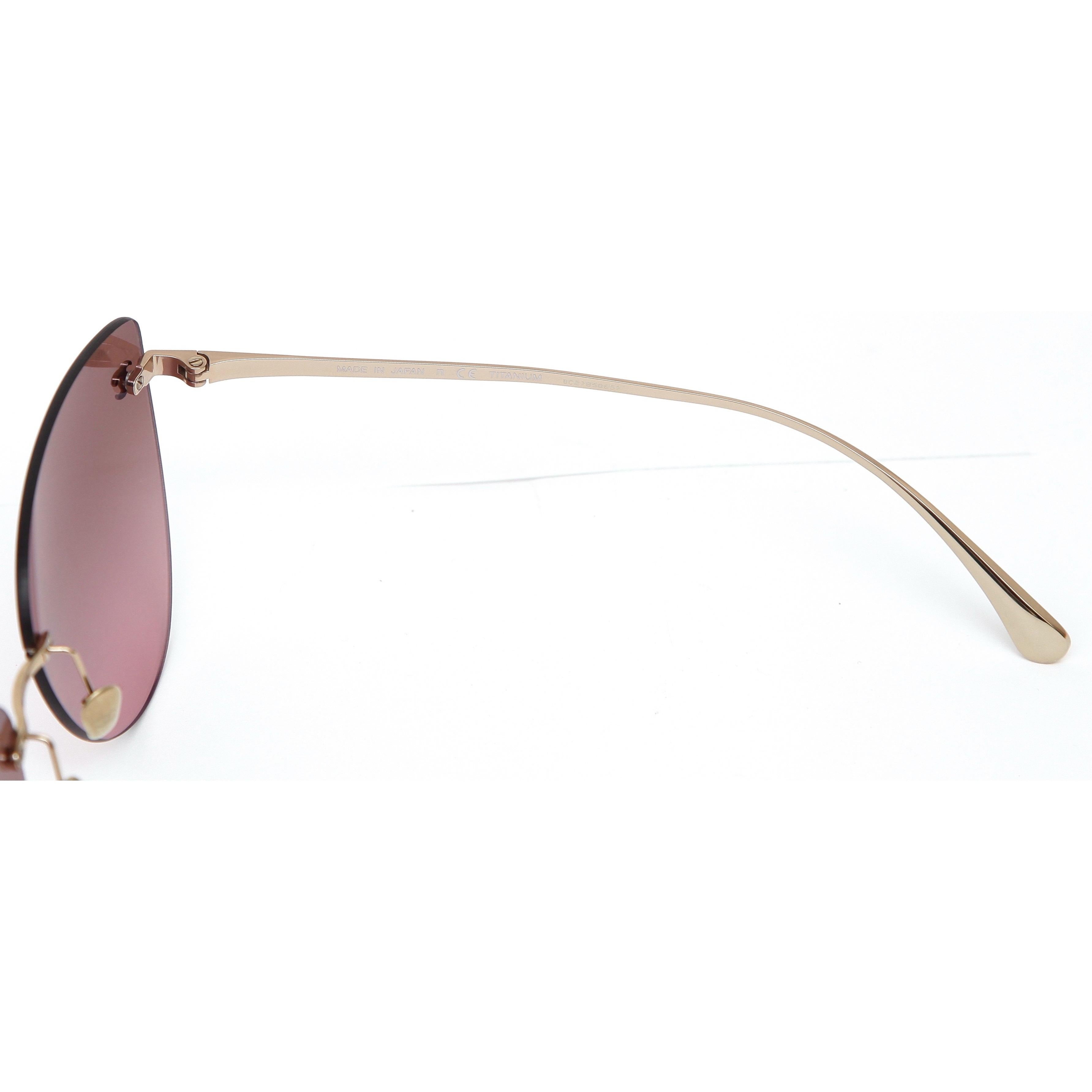 CHANEL Sunglasses Cat Eye Brown Gradient Lens Rimless Gold Metal Titanium 4273T 1