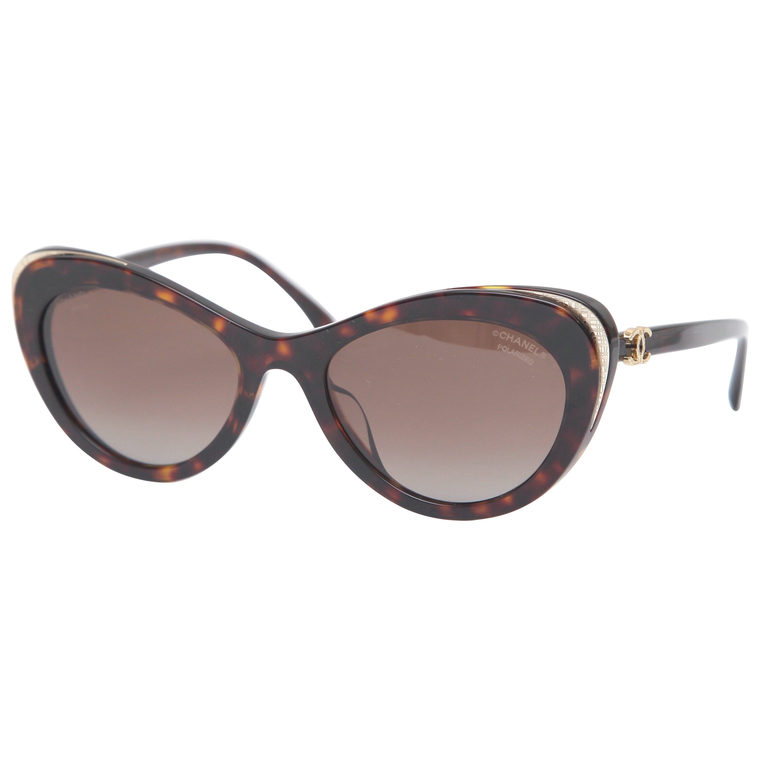 CHANEL Sunglasses Eyeglasses 5432-A 714/S9 Cat Eye Tortoise Frame Polarized Lens For Sale