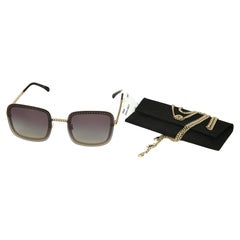 CHANEL Sunglasses Gold Chain Gradient Grey Frameless 4244 C395/S6 BNWT