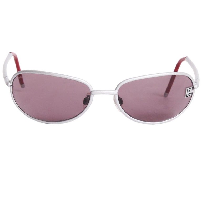 CHANEL Sunglasses in Matte Silver Steel Metal For Sale at 1stDibs