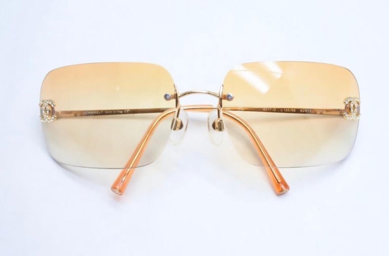 Chanel Sunglasses with Rhinestone CCs For Sale at 1stDibs
