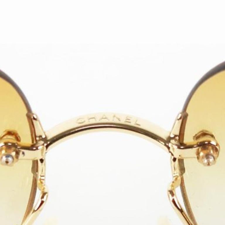 White Chanel Sunglasses With Rhinestone CCs Y2K