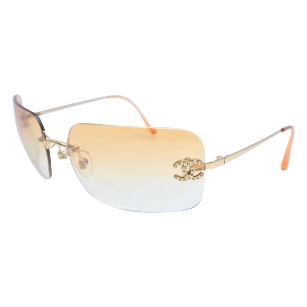 Chanel Sunglasses with Rhinestone CCs at 1stDibs