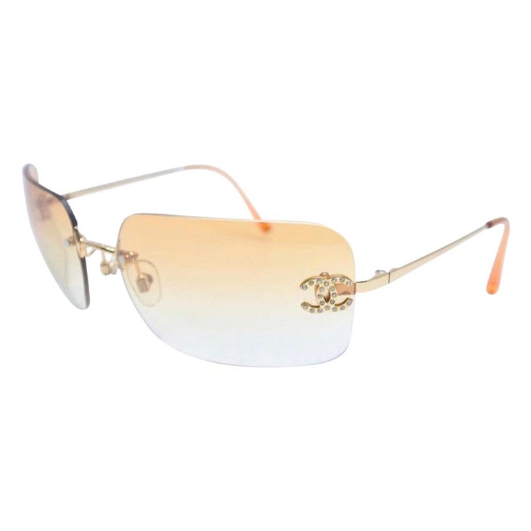 Chanel Sunglasses with Rhinestone CCs For Sale at 1stDibs