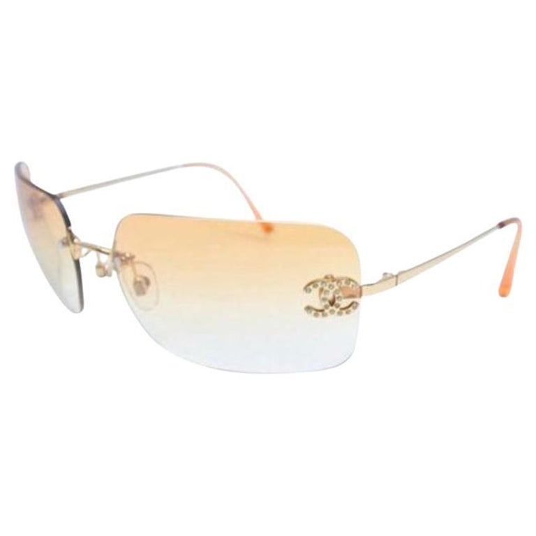 Chanel Sunglasses With Rhinestone CCs Y2K at 1stDibs  display picture 2