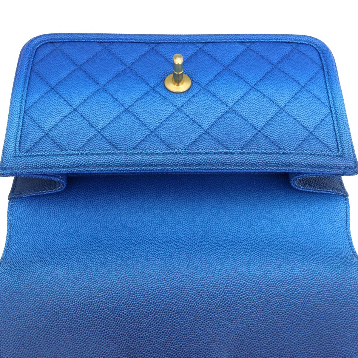 CHANEL Sunset On The Sea Flap Bag Blue Caviar with Brushed Gold Hardware 2019 For Sale 10