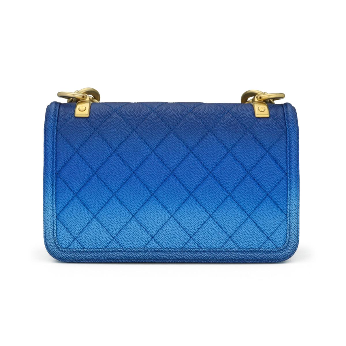 CHANEL Sunset On The Sea Flap Bag Blue Caviar with Brushed Gold Hardware 2019 In Excellent Condition For Sale In Huddersfield, GB