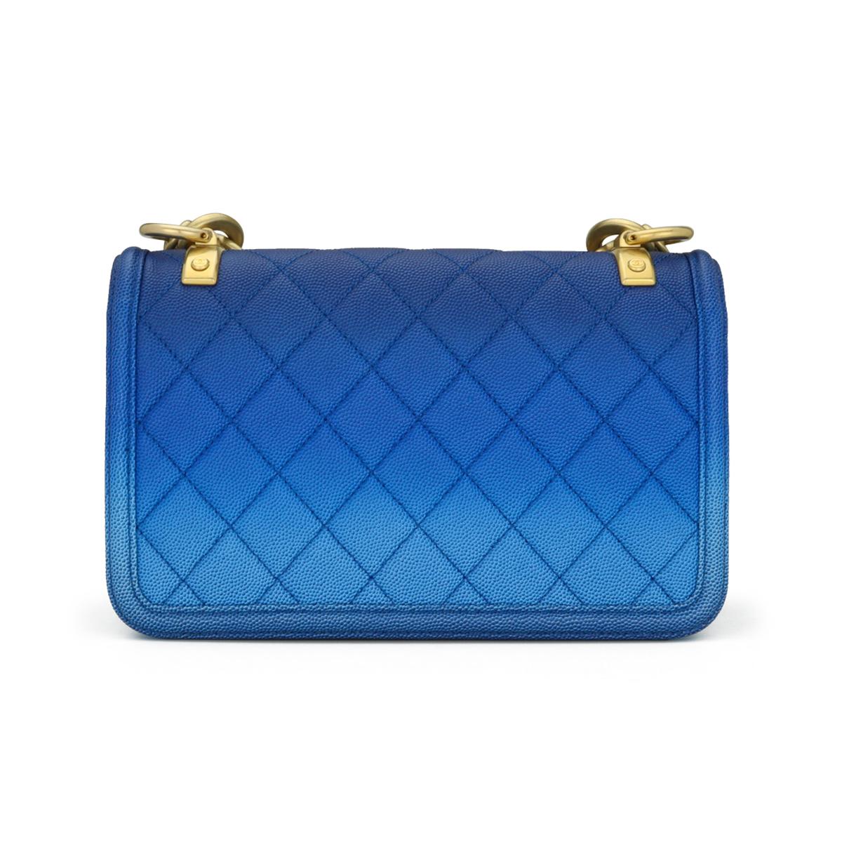 CHANEL Sunset On The Sea Flap Bag Blue Caviar with Brushed Gold Hardware 2019 In Excellent Condition In Huddersfield, GB