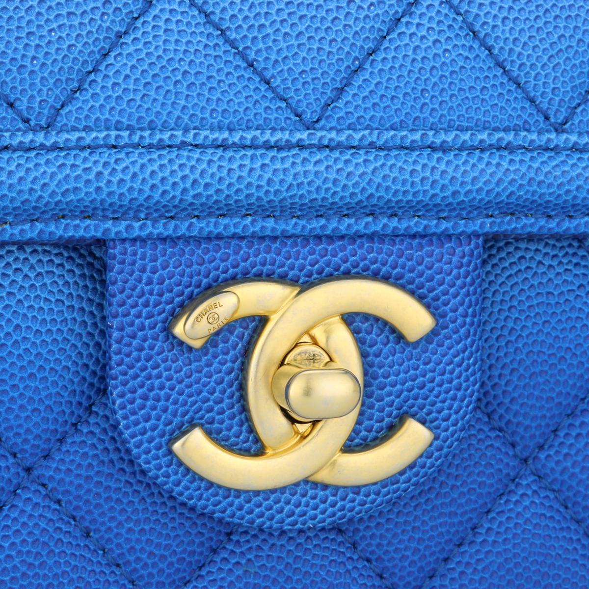 Women's or Men's CHANEL Sunset On The Sea Flap Bag Blue Caviar with Brushed Gold Hardware 2019 For Sale