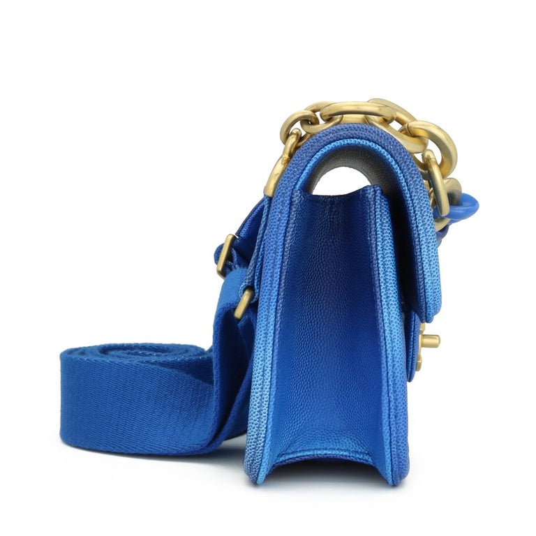 CHANEL Sunset On The Sea Flap Bag Blue Caviar with Brushed Gold