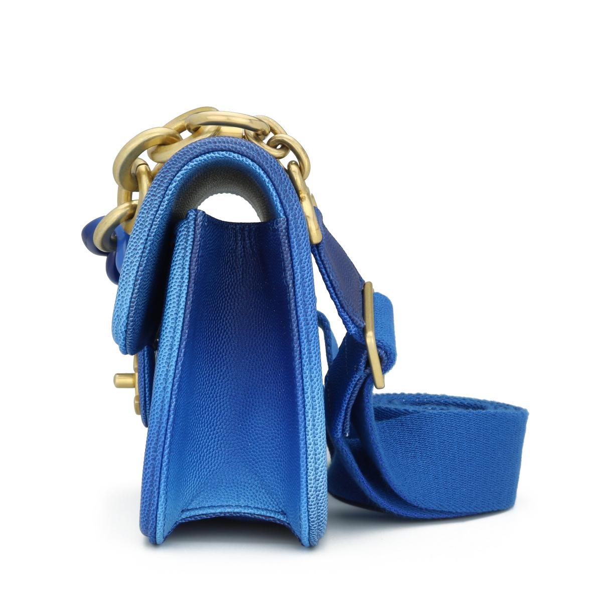 CHANEL Sunset On The Sea Flap Bag Blue Caviar with Brushed Gold Hardware 2019 2