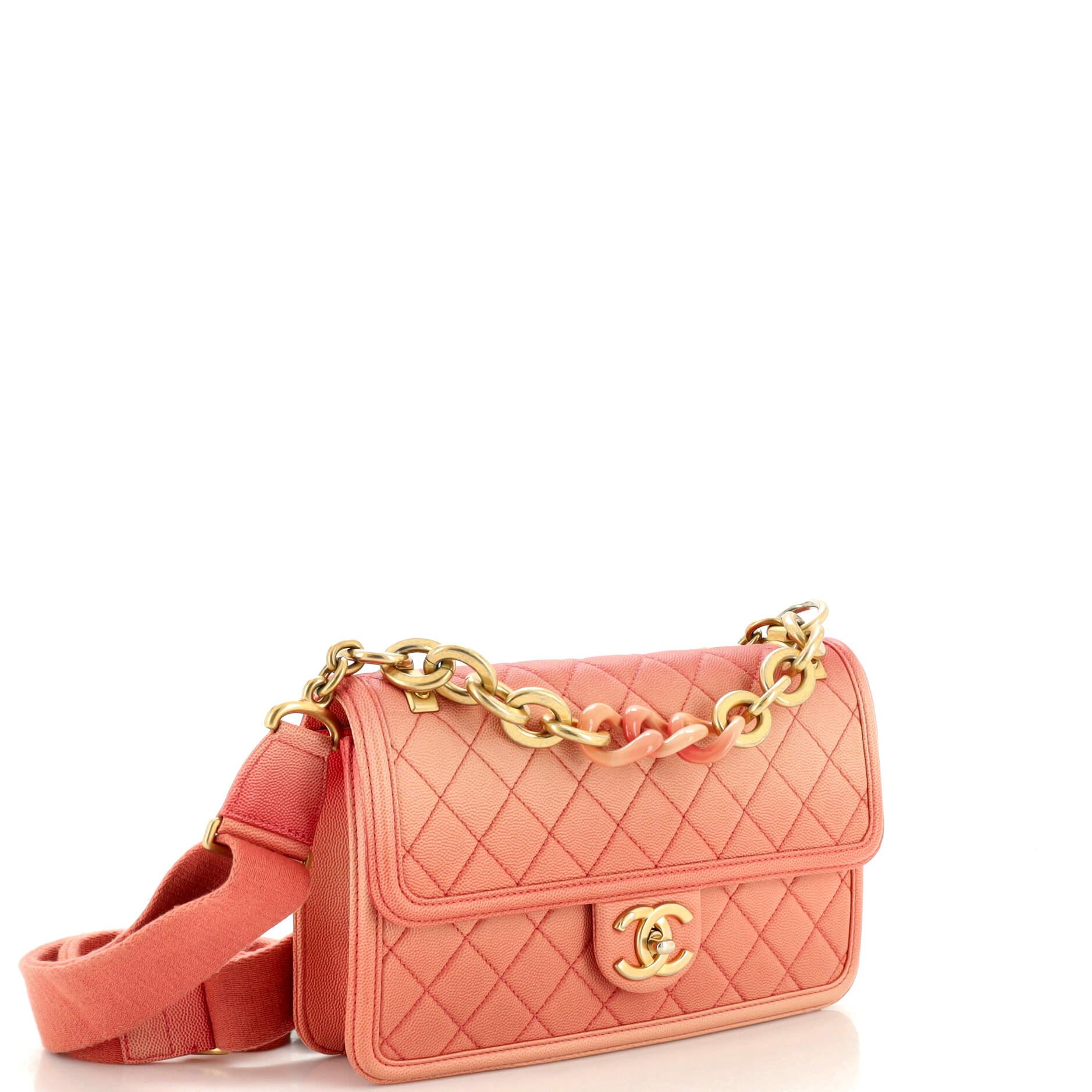 CHANEL Caviar Quilted Sunset On The Sea Waist Bag Beige 598727