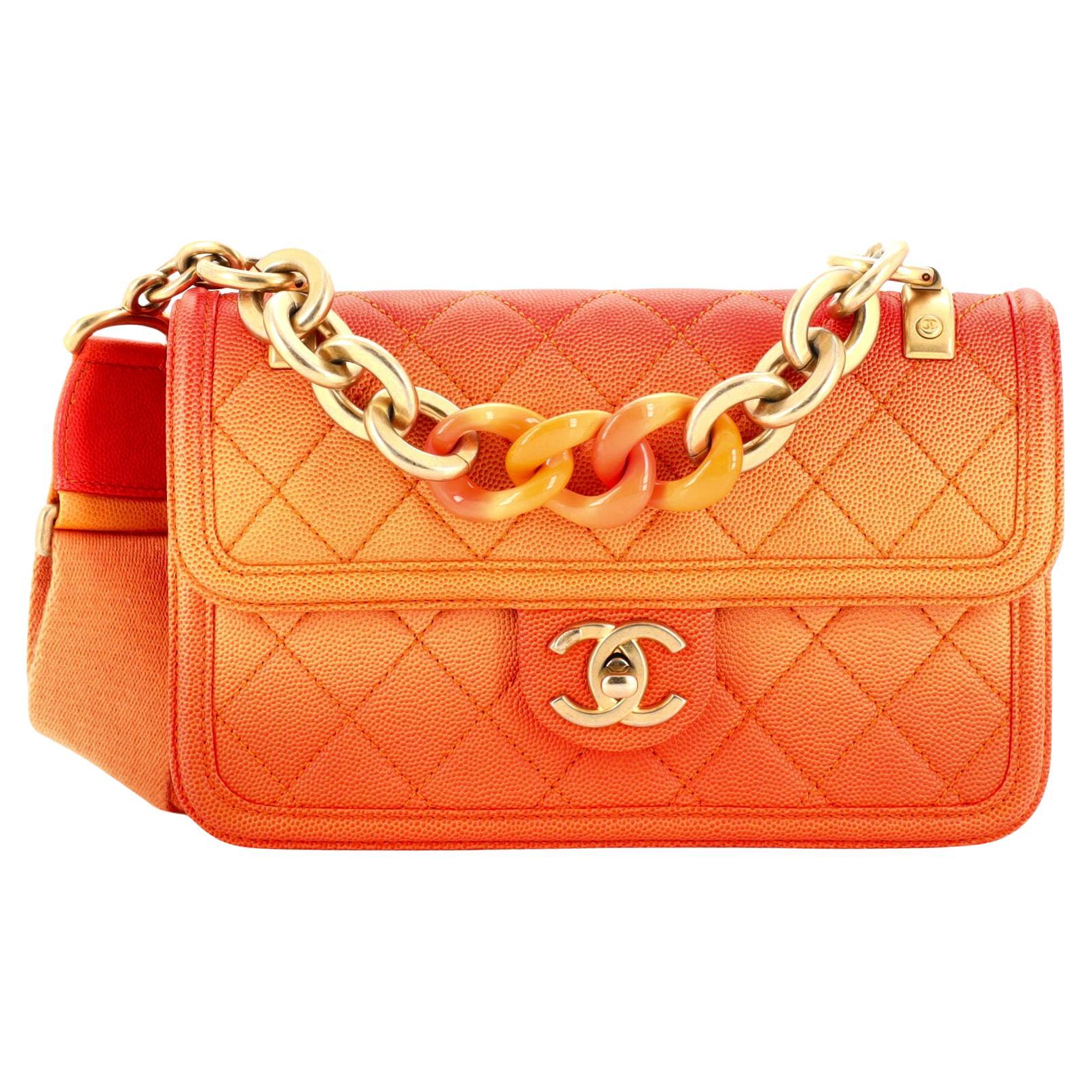 CHANEL Caviar Quilted Small Sunset On The Sea Flap Coral 322421