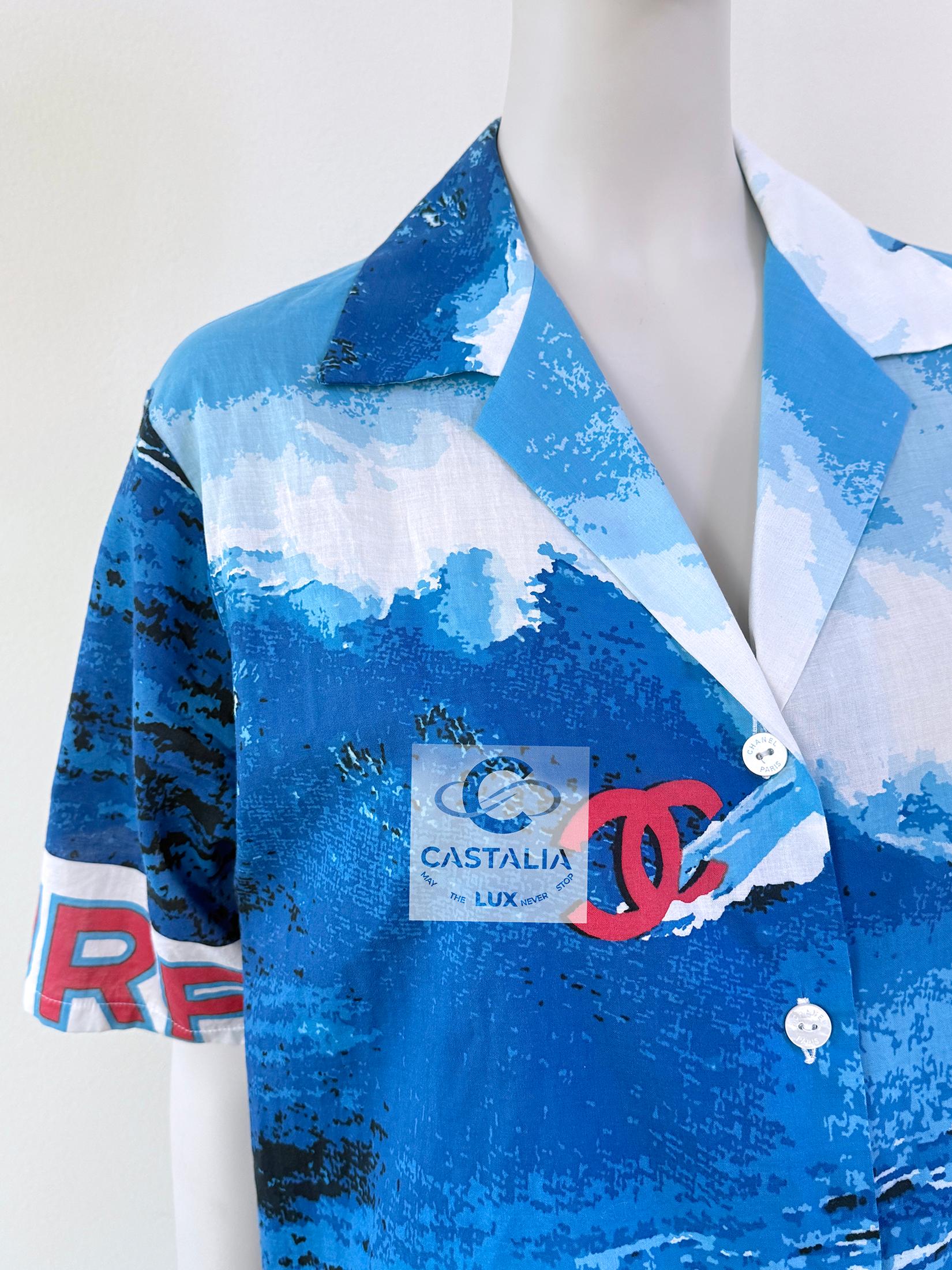 Women's or Men's Chanel Super Rare 2002 CC Logo Surf Shirt 36 FR