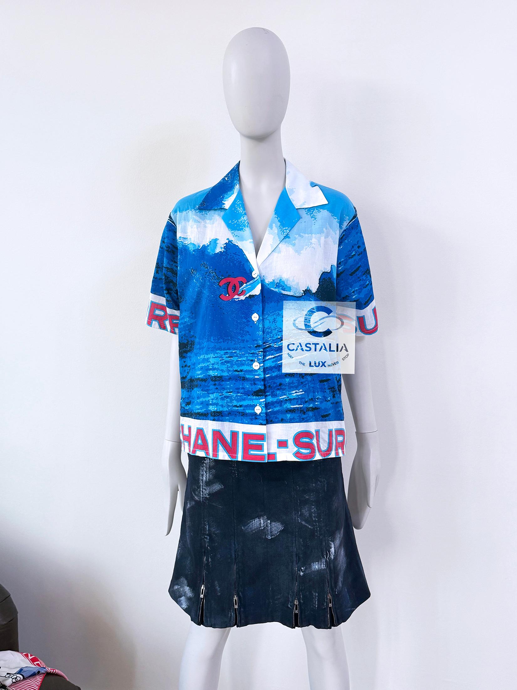 Chanel Super Rare 2002 CC Logo Surf Shirt 36 FR 2