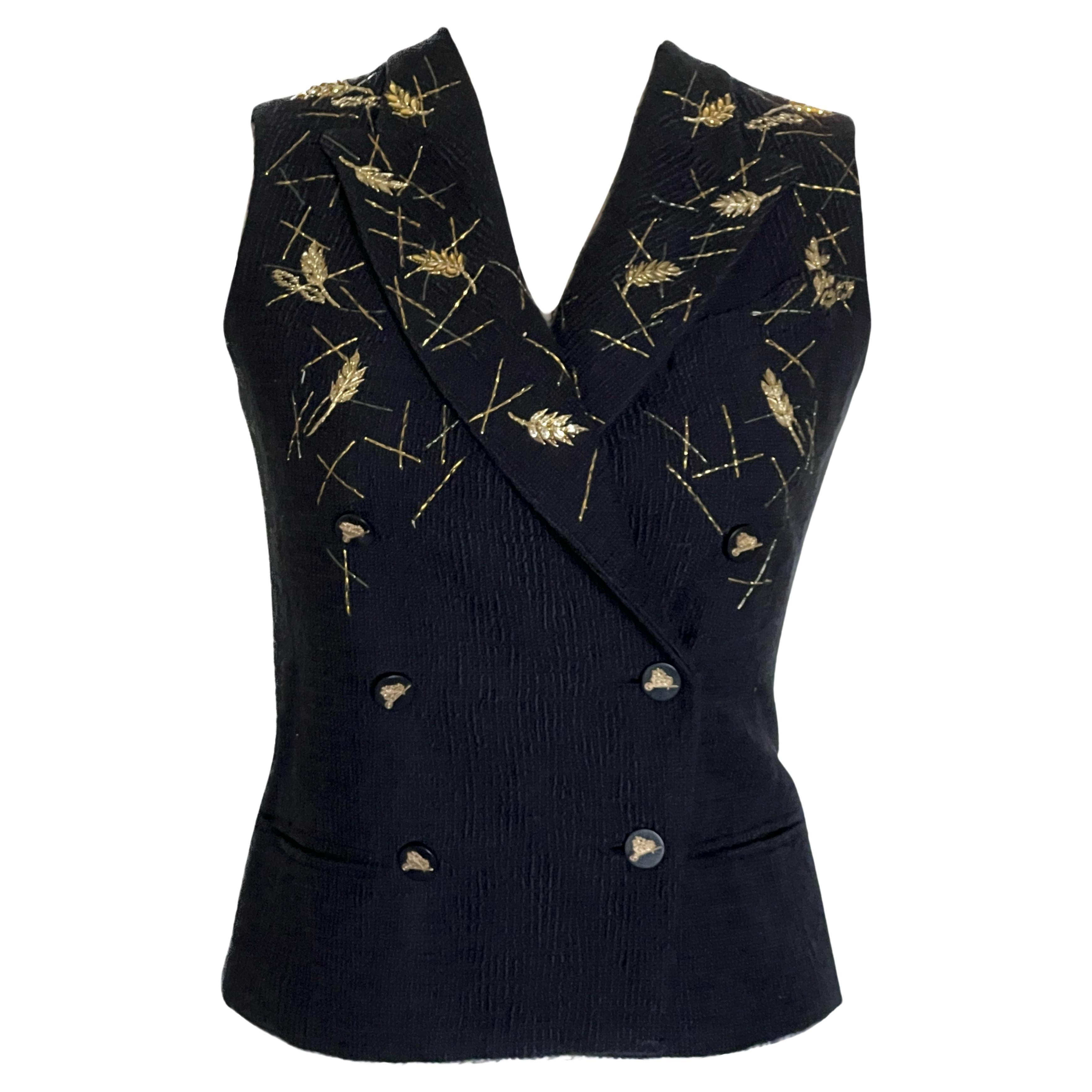 Chanel Super Rare Bejeweled Wheat Tweed Vest