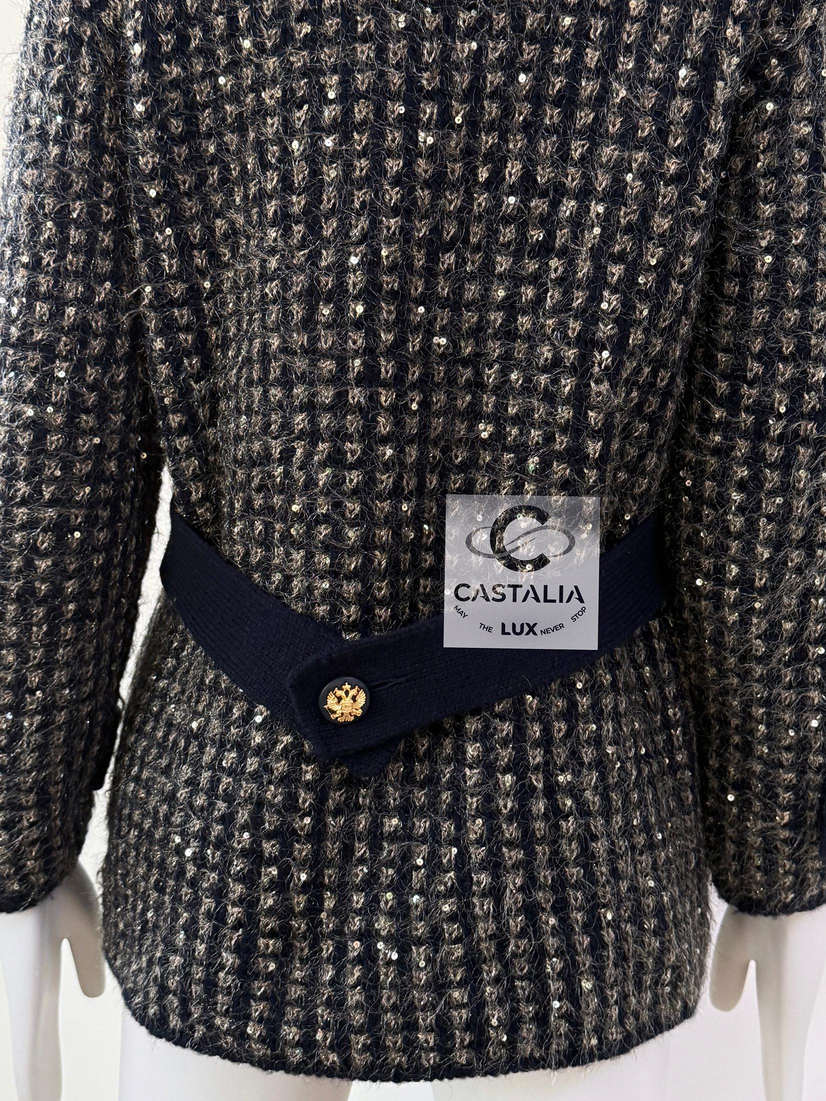 Chanel Super Rare CC Eagle Buttons Sequin Jacket 38 FR 10