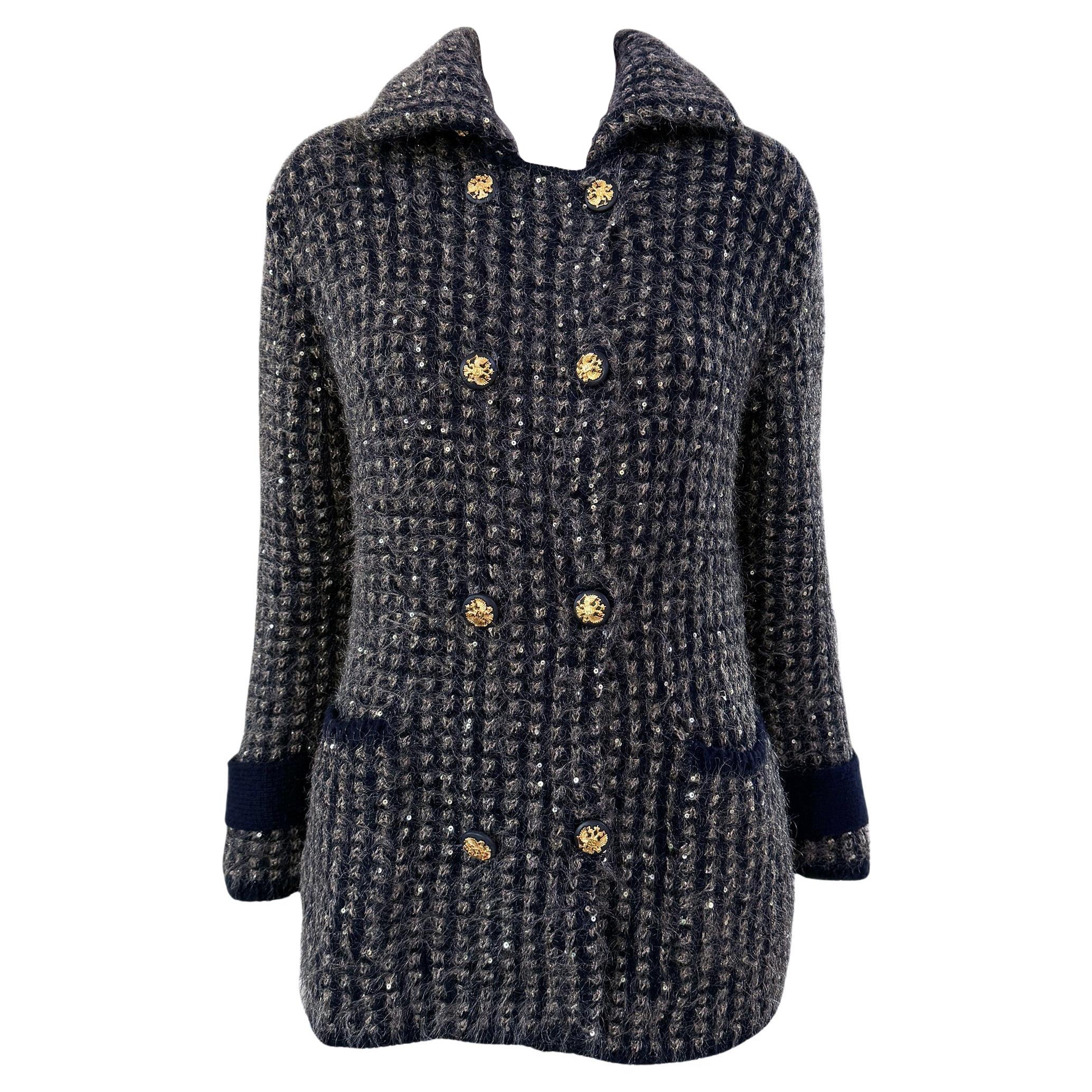 Chanel Super Rare CC Eagle Buttons Sequin Jacket 38 FR