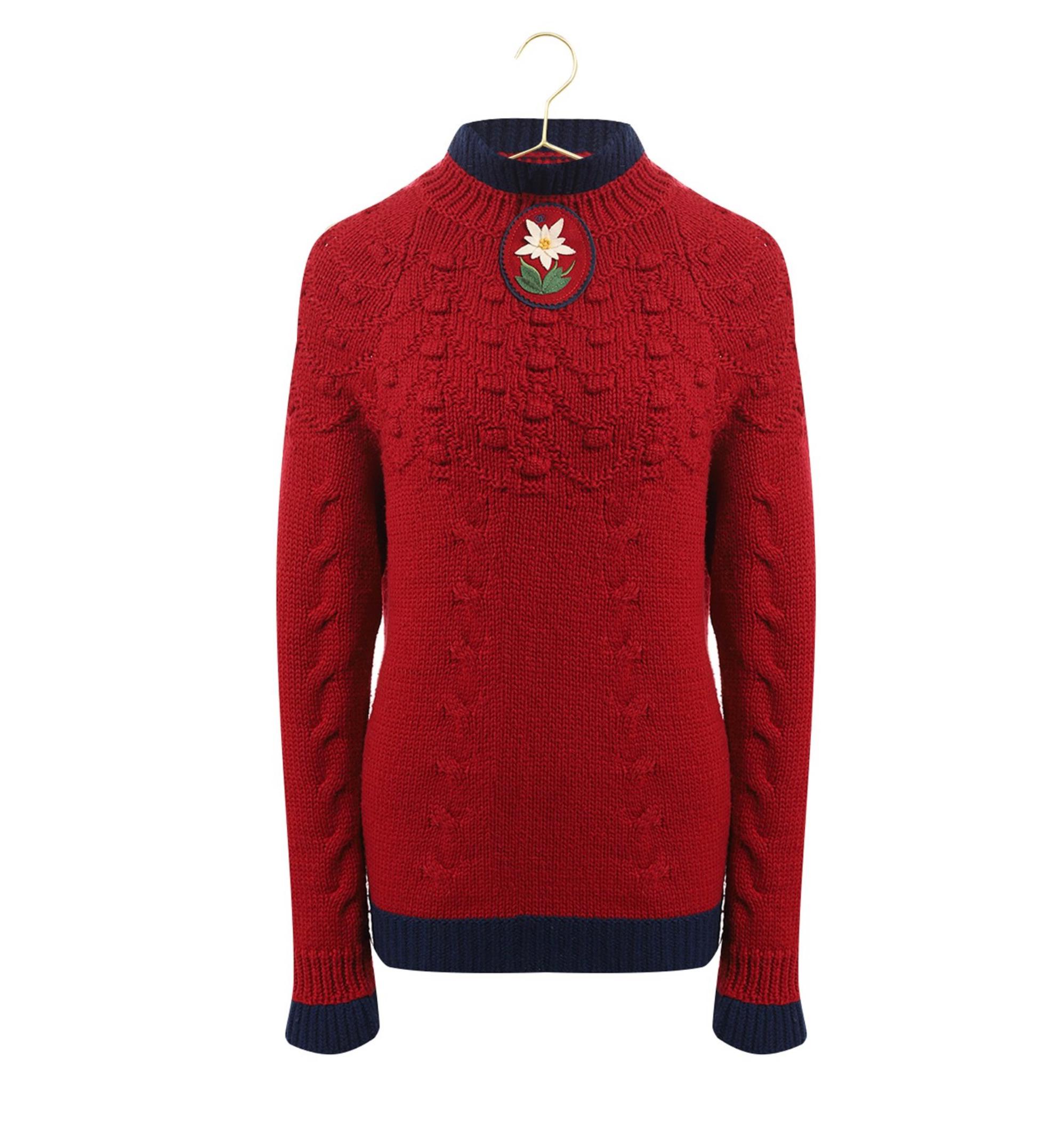 Red Chanel Super Rare CC Edelweiss Patch Jumper 42 FR