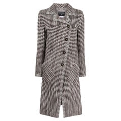 Used Chanel Super Rare Coco Logo Trim Tweed Coat
