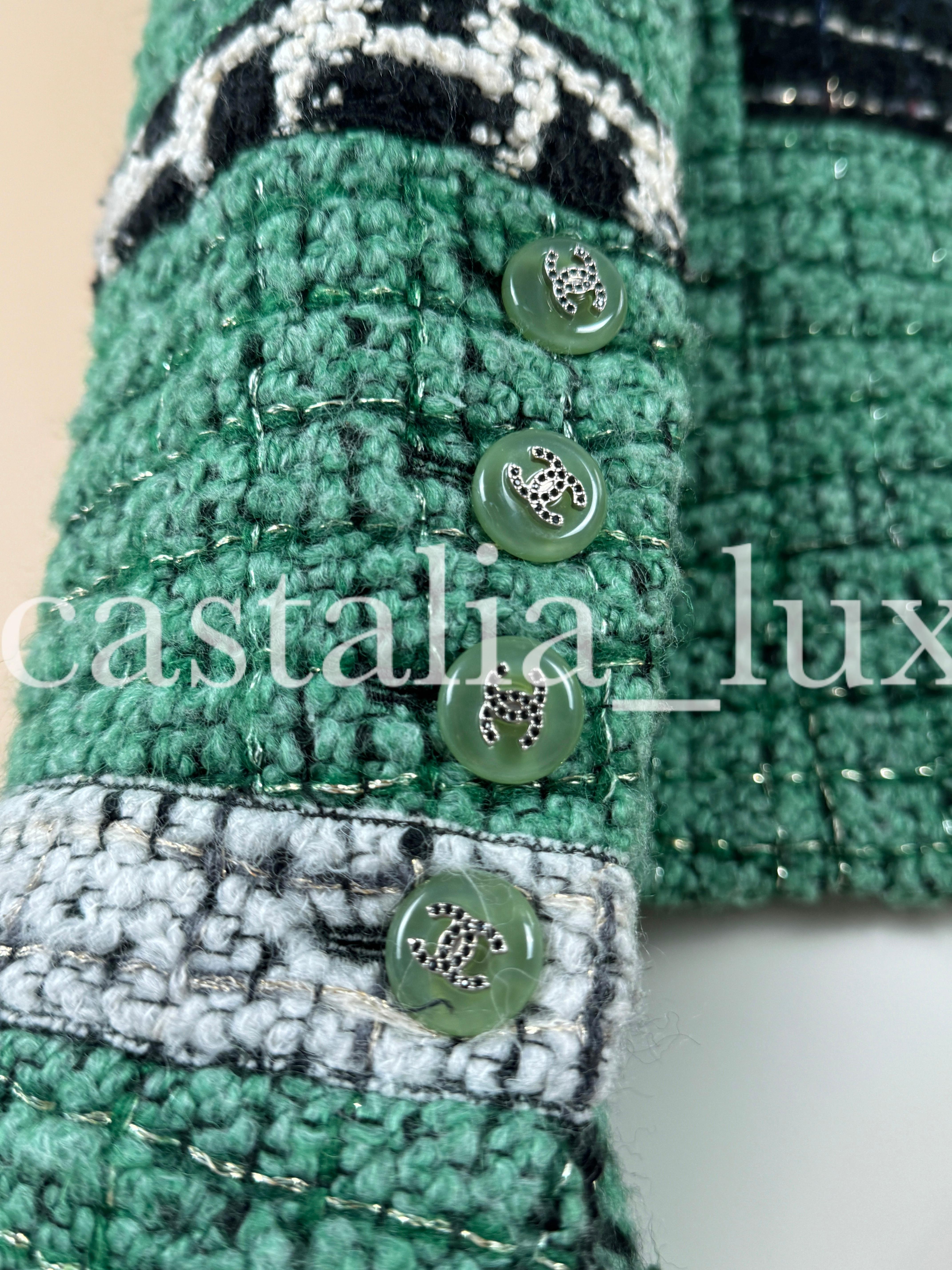 Chanel Super Rare Green and Black Lesage Tweed Jacker 1