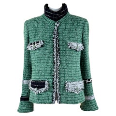 Chanel Super Rare Green and Black Lesage Tweed Jacker