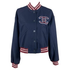 Chanel Super Rare New CC Varsity Bomber Jacket