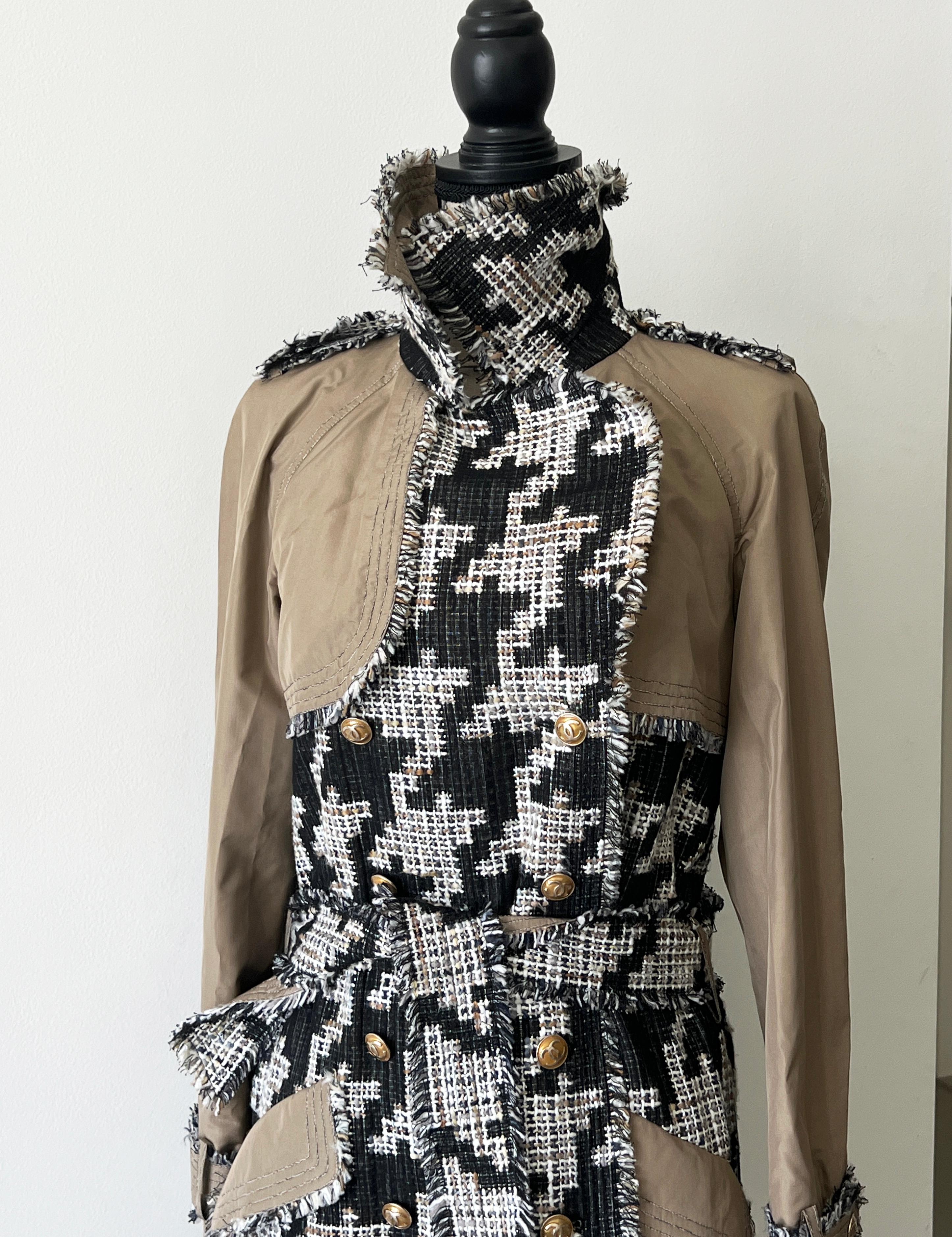 Chanel Super Rare Tweed Belted Trench Coat 10