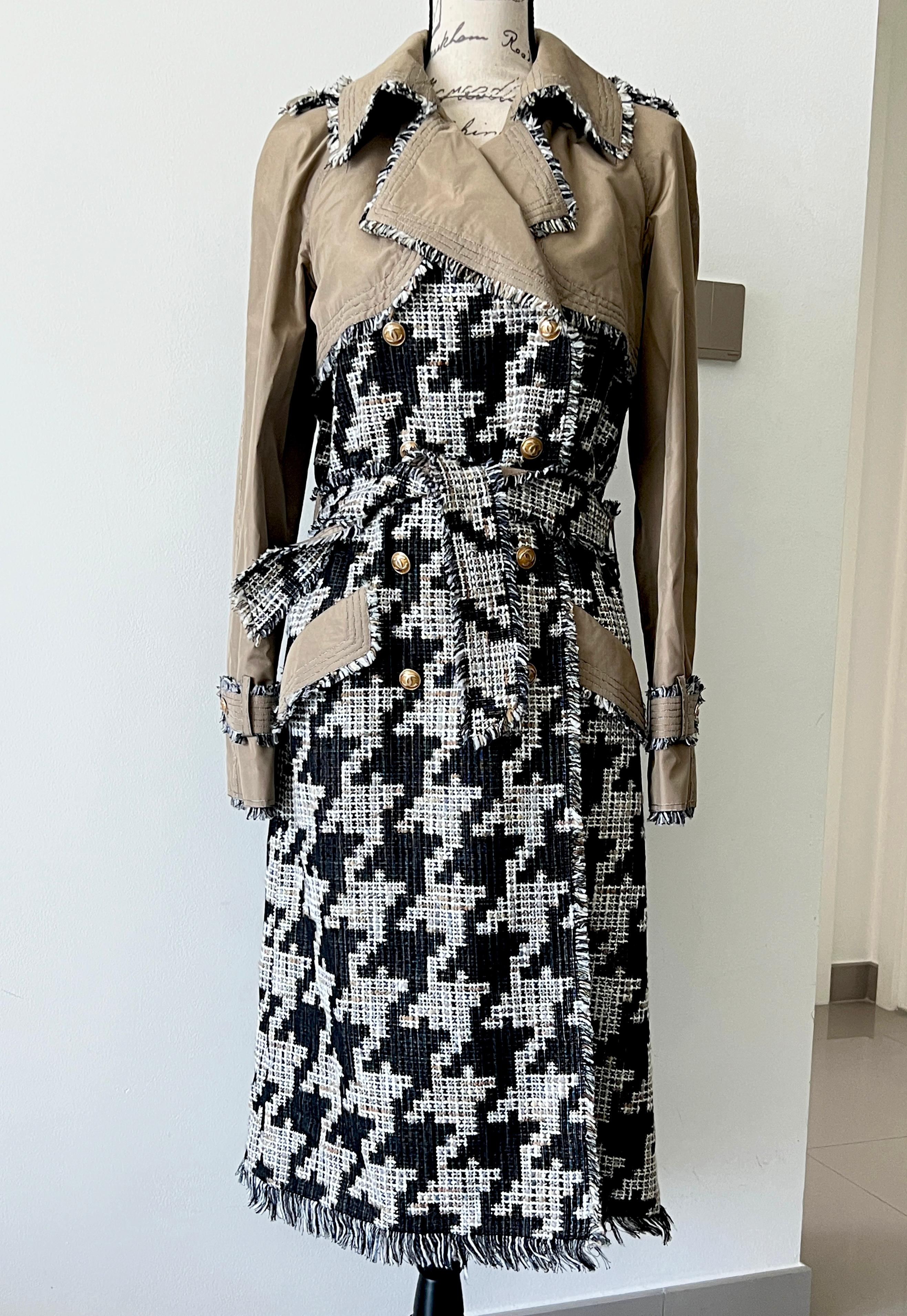 Chanel Super Rare Tweed Belted Trench Coat 12