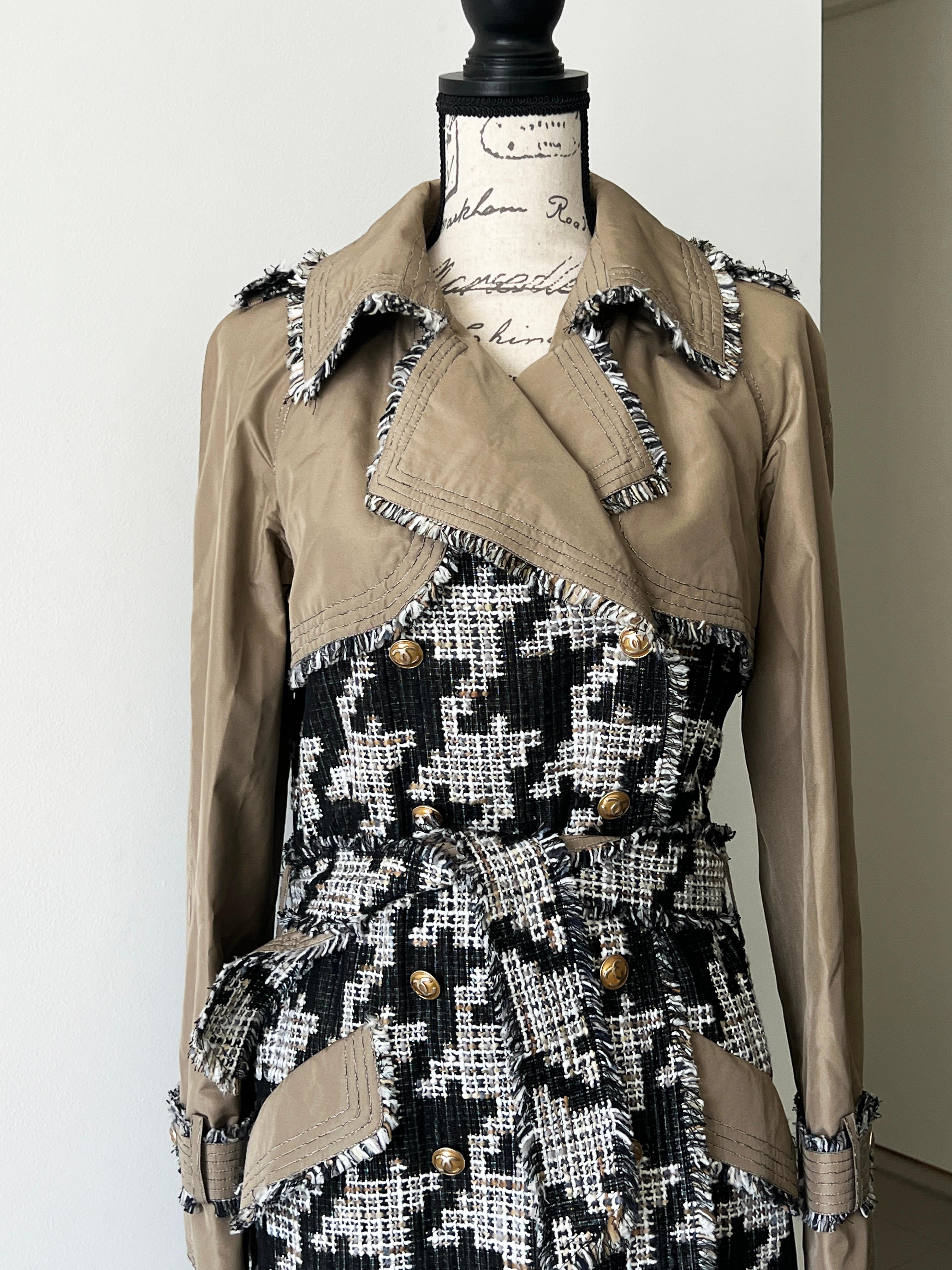 Chanel Super Rare Tweed Belted Trench Coat 16